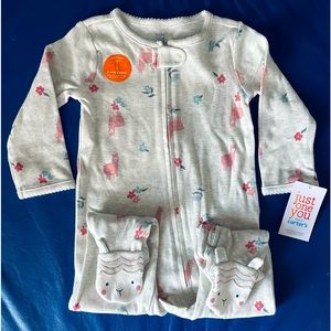 NWT 9m Footie PJs baby girls Lama cotton pajamas CUTE FEET